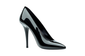 Sleek black high heel stiletto shoe isolated on transparent background 