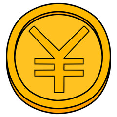 yen coin illustration hand drawn isolated vector