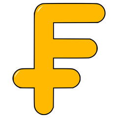 Obraz premium Swiss franc icon illustration hand drawn isolated vector