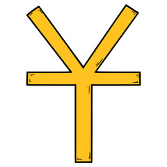 Obraz premium Chinese yuan icon illustration hand drawn isolated vector