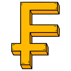 Swiss franc icon illustration hand drawn isolated vector