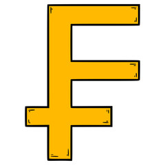 Swiss franc icon illustration hand drawn isolated vector