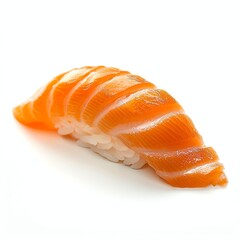 Salmon Nigiri Sushi Appetizing Close-up on White Background for Food Blog
