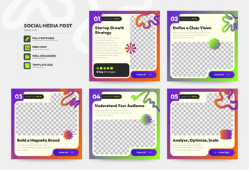Social media carousel post template. Business Instagram and facebook square post template. Instagram tips post collection tutorial, tip, trick, quick tips, layout template design