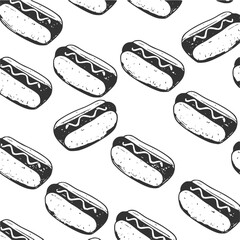 Fototapeta premium Seamless background with hot dog pattern 
