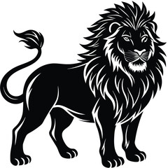 Wild lion head vector illustration, a black and white tribal art drawing