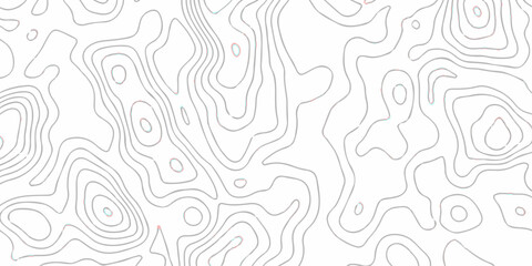 Black and white wave abstract topographic map contour, lines Pattern background. Topographic map and landscape terrain texture grid. Wavy banner and color geometric form. Vector illustration.