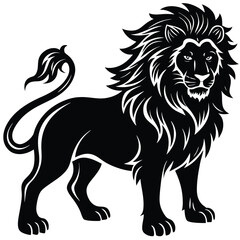 Wild lion head vector illustration, a black and white tribal art drawing