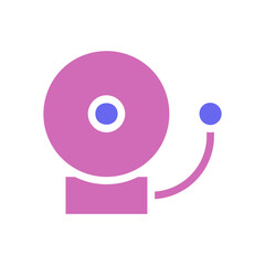 Graphical notification alert ringing bell vector, pink and blue tones isolated
