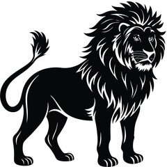 Wild lion head vector illustration, a black and white tribal art drawing