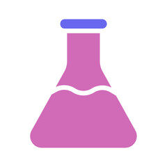 Stylized conical flask icon with a wavy liquid line, symbolizing scientific exploration