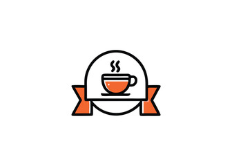 Flat international day of coffee. Vintage Coffee House Vector Logo Design illustration