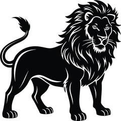 Wild lion head vector illustration, a black and white tribal art drawing