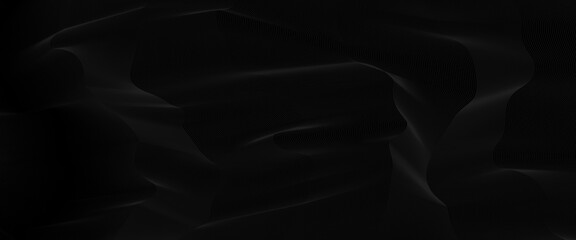 Black abstract background design. Modern wavy line pattern in monochrome colors. Premium stripe texture for banner, business backdrop. vector illustration