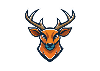 Deer head logo icon. Abstract drawing deer with horns Vector illustration