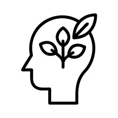 Head with Leaf Growth Symbol Icon Design