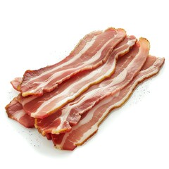 Obraz premium Arrangement of Fresh Bacon Slices on White Background Ready to Cook