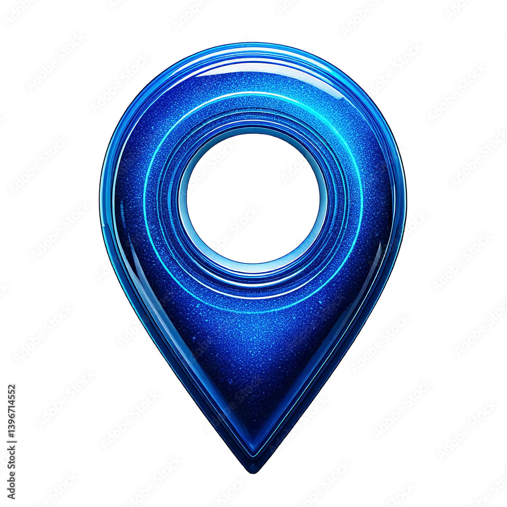 Fototapete blue map pointer icon with realistic rendering