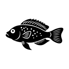 dwarf cichlid fish icon, dwarf cichlid fish silhouette vector illustration-simple silhouette illustration of dwarf cichlid fish, perfect for dwarf cichlid fish logos and icons