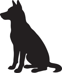  Black Dog Silhouette Vector, Minimalist Sitting Dog Outline Illustration