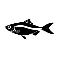 neon tetra fish icon, neon tetra fish silhouette vector illustration-simple silhouette illustration of neon tetra fish, perfect for neon tetra fish logos and icons