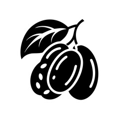 jujube fruit icon, jujube fruit silhouette vector illustration-simple silhouette illustration of jujube fruit, perfect for jujube fruit logos and icons