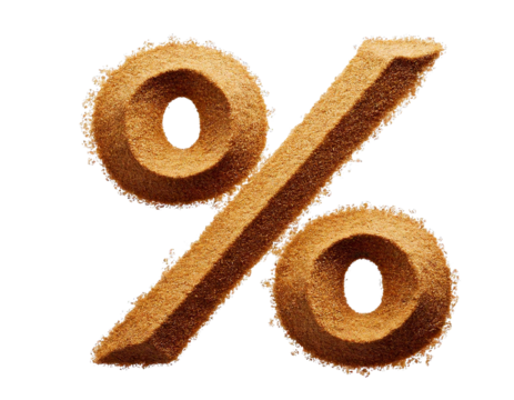 discount icon formed from piles of beach sand