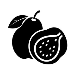 guava icon, guava silhouette vector illustration-simple silhouette illustration of guava, perfect for guava logos and icons