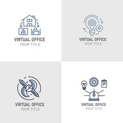 Virtual Office Logo Design – Modern Tech Workspace Icon