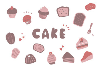 色々なケーキのイラストセット