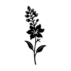 larkspur flower icon, larkspur flower silhouette vector illustration-simple silhouette illustration of larkspur flower, perfect for larkspur flower logos and icons