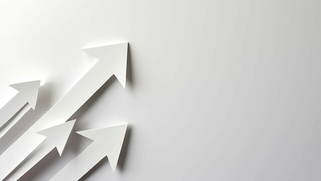 customer experience meetings presentation, White arrows pointing upwards against a light background, symbolizing growth and progress.