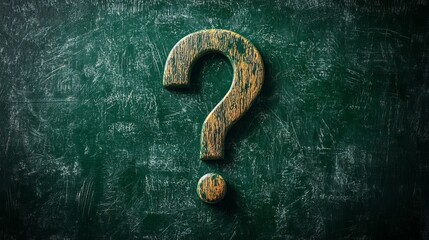 Question mark symbol on green chalkboard background concept for questions and answers faq sign