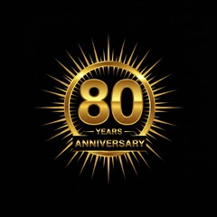 Fototapeta premium Elegant 80th anniversary golden emblem design for celebrations and milestones