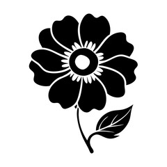 anemone flower icon, anemone flower silhouette vector illustration-simple silhouette illustration of anemone flower, perfect for anemone flower logos and icons