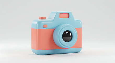Whimsical pastel camera illustration with playful charm in a minimalist style