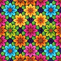 Seamless Vivid Floral Tile Pattern