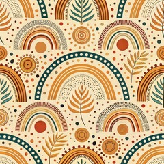 Seamless Boho Rainbow Botanical Pattern