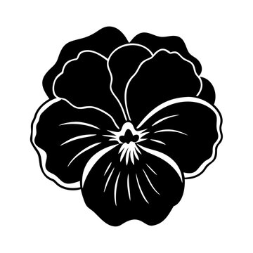 recommend clip art: pansy flower icon, pansy flower silhouette vector illustration-simple silhouette illustration of pansy flower, perfect for pansy flower logos and icons