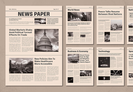 Classic And Professional Newspaper Layout Template