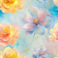 Seamless Soft Watercolor Floral Pattern