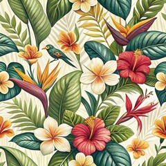 Seamless Tropical Floral Pattern