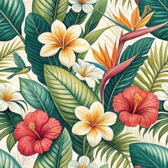 Seamless Tropical Floral Pattern