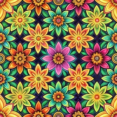 Seamless Vivid Floral Tile Pattern