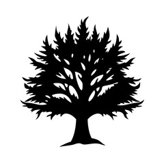 yew tree icon, yew tree silhouette vector illustration-simple silhouette illustration of yew tree, perfect for yew tree logos and icons