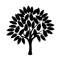 Obraz premium pecan tree icon, pecan tree silhouette vector illustration-simple silhouette illustration of pecan tree, perfect for pecan tree logos and icons