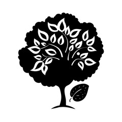 walnut tree icon, walnut tree silhouette vector illustration-simple silhouette illustration of walnut tree, perfect for walnut tree logos and icons