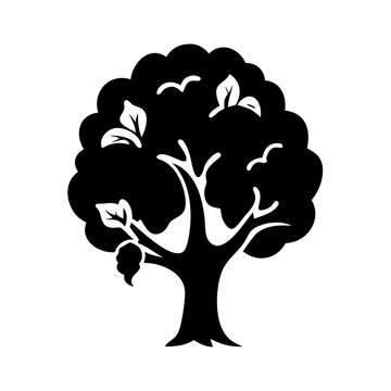 recommend clip art: walnut tree icon, walnut tree silhouette vector illustration-simple silhouette illustration of walnut tree, perfect for walnut tree logos and icons