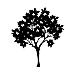 dogwood tree icon, dogwood tree silhouette vector illustration-simple silhouette illustration of dogwood tree, perfect for dogwood tree logos and icons