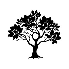 magnolia tree icon, magnolia tree silhouette vector illustration-simple silhouette illustration of magnolia tree, perfect for magnolia tree logos and icons © Md